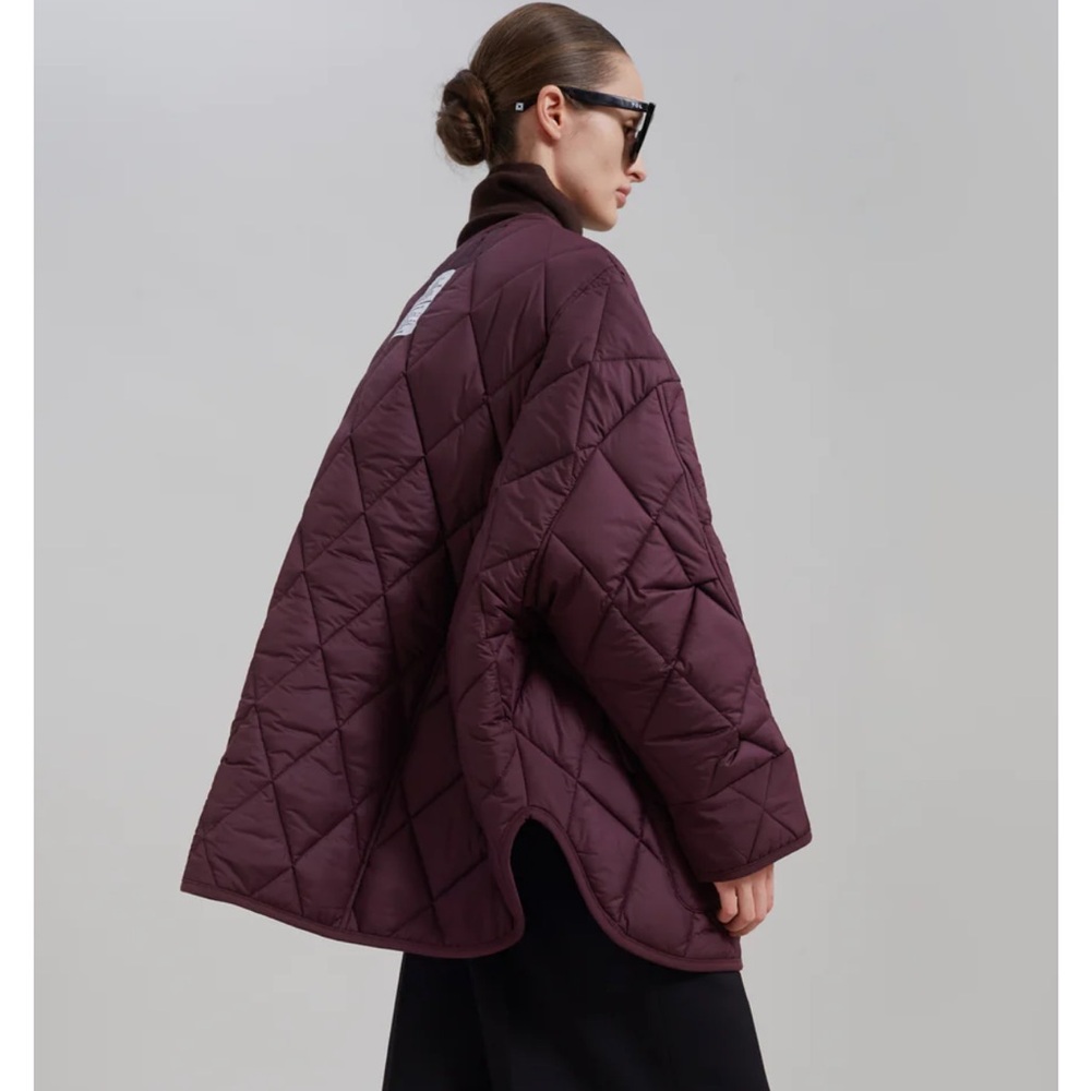 The Frankie Shop Burgundy Quilted Trench Coat